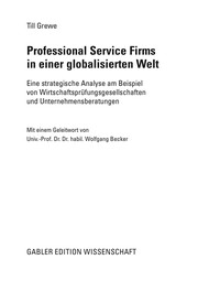 Front cover of Professional Service Firms in einer globalisierten Welt by Till Grewe