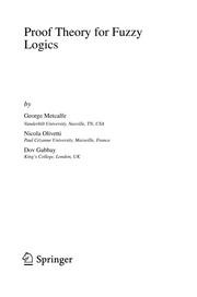 Front cover of Proof theory for fuzzy logics by George Metcalfe