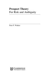 Cover of Prospect theory by Peter P. Wakker