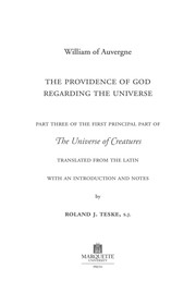 Cover of The Providence of God Regarding The Universe (Vediaeval Philosophical Texts in Translation) by William of Auvergne