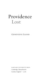 Cover of Providence lost by Genevieve Lloyd