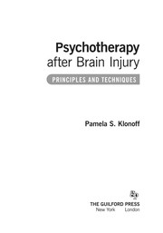 Front cover of Psychotherapy after brain injury by Pamela S. Klonoff
