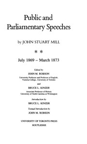 Front cover of Public and parliamentary speeches by John Stuart Mill