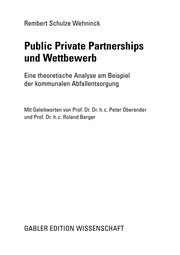 Front cover of Public Private Partnerships und Wettbewerb by Rembert Schulze Wehninck