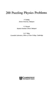Cover of 200 puzzling physics problems by Péter Gnädig