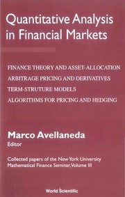 Front cover of Quantitative analysis in financial markets by New York University Mathematical Finance Seminar (1998-2001)