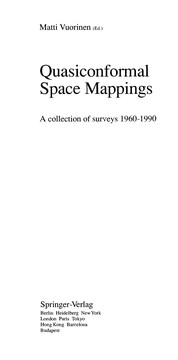 Front cover of Quasiconformal space mappings by Matti Vuorinen