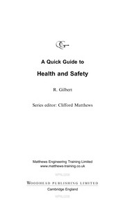 Front cover of Quick guide to health and safety by R. Gilbert