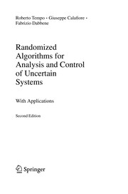 Cover of Randomized Algorithms for Analysis and Control of Uncertain Systems by Roberto Tempo