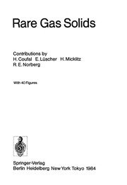 Cover of Rare Gas Solids by Hans Coufal