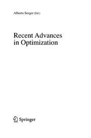 Front cover of Recent advances in optimization by French-German Conference on Optimization (12th 2004 University of Avignon)