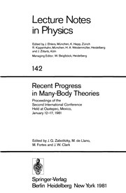 Front cover of Recent Progress in Many-Body Theories by J. G. Zabolitzky