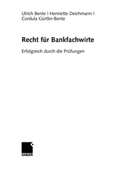 Front cover of Recht für Bankfachwirte by Ulrich Bente