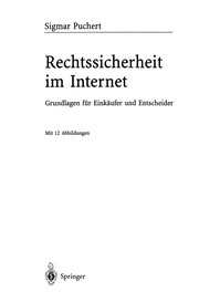 Front cover of Rechtssicherheit im Internet by Sigmar Puchert
