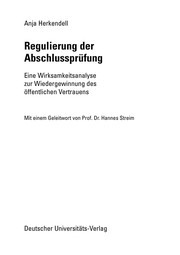 Front cover of Regulierung der Abschlussprüfung by Anja Herkendell