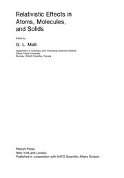 Cover of Relativistic Effects in Atoms, Molecules, and Solids by G. L. Malli