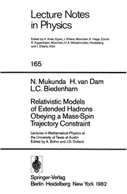 Front cover of Relativistic models of extended hadrons obeying a mass-spin trajectory constraint by N. Mukunda