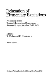 Front cover of Relaxation of Elementary Excitations by Ryogo Kubo