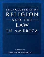 Front cover of Encyclopedia of religion and the law in America by Christopher Anglim