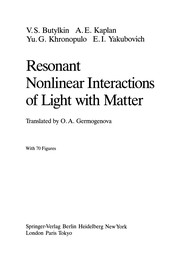 Front cover of Resonant Nonlinear Interactions of Light with Matter by Valerii S. Butylkin