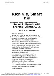 Cover of EBSI rich dad's rich kid, smart kid by Robert T. Kiyosaki