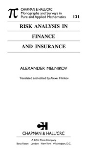 Cover of Risk analysis in finance and insurance by Alexander Melnikov