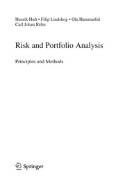 Front cover of Risk and Portfolio Analysis by Henrik Hult