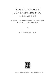 Cover of Robert Hooke's Contributions to Mechanics by F. F. Centore