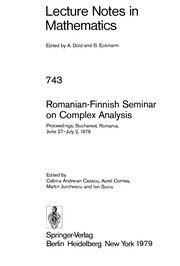 Front cover of Romanian-Finnish Seminar on Complex Analysis by Romanian-Finnish Seminar on Complex Analysis (1976 Bucharest, Romania)