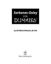 Front cover of Sarbanes-Oxley for dummies by Jill Gilbert Welytok