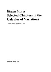 Front cover of Selected chapters in the calculus of variations by Jrgen Moser