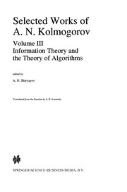 Front cover of Selected Works of A. N. Kolmogorov by A. N. Shiryayev