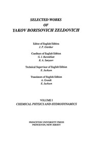 Cover of Selected works of Yakov Borisovich Zeldovich by Zelʹdovich, I͡A. B.