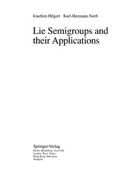 Cover of Lie semigroups and their applications by Joachim Hilgert