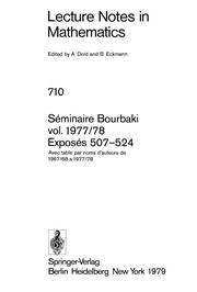 Front cover of Séminaire Bourbaki by Séminaire Bourbaki (30th 1977/78)