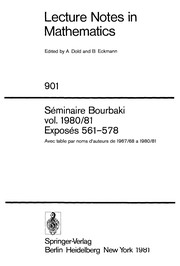 Front cover of Séminaire Bourbaki, vol. 1980/81 by Séminaire Bourbaki (33rd 1980-1981)