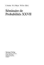 Front cover of Séminaire de probabilités XXVII by Séminaire de probabilités (27th)
