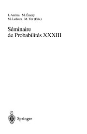 Front cover of Séminaire de Probabilités XXXIII by Séminaire de probabilités (33rd 1999?)