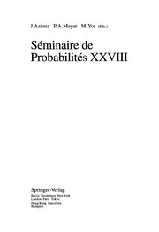 Front cover of Séminaire de probabilités XXVIII by Séminaire de probabilités (28th)