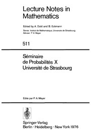 Front cover of Séminaire de Probabilités X, Université de Strasbourg by Séminaire de Probabilités (10th 1974-75 Université de Strasbourg)