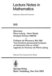 Cover of Seminaire Pierre Lelong-Henri Skoda Analyse Annees, 1980-81 Et Colloque De Wimereux, Mai 1981 by Pierre Lelong
