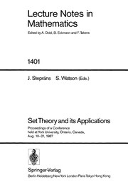 Front cover of Set theoryand its applications by Set Theory and Its Applications Conference (1987 Toronto)