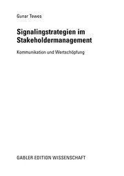 Front cover of Signalingstrategien im Stakeholdermanagement by Gunar Tewes