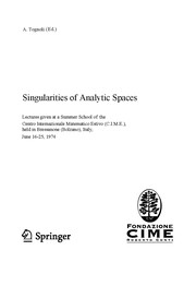 Front cover of Singularities of Analytic Spaces by A. Tognoli