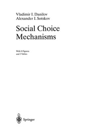 Front cover of Social Choice Mechanisms by Vladimir I. Danilov