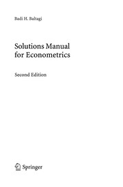 Front cover of Solutions Manual for Econometrics by Badi H. Baltagi