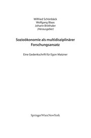Front cover of Sozioökonomie als multidisziplinärer Forschungsansatz by Wilfried Schönbäck