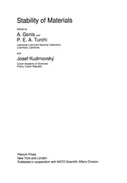 Front cover of Stability of Materials by A. Gonis