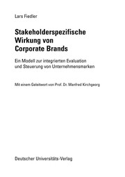 Front cover of Stakeholderspezifische Wirkung von Corporate Brands by Lars Fiedler