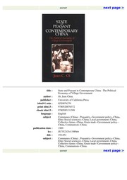 Cover of State and peasant in contemporary China by Jean Chun Oi